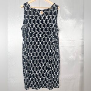 JM Collection Black and White Geometric‎ Midi Dress